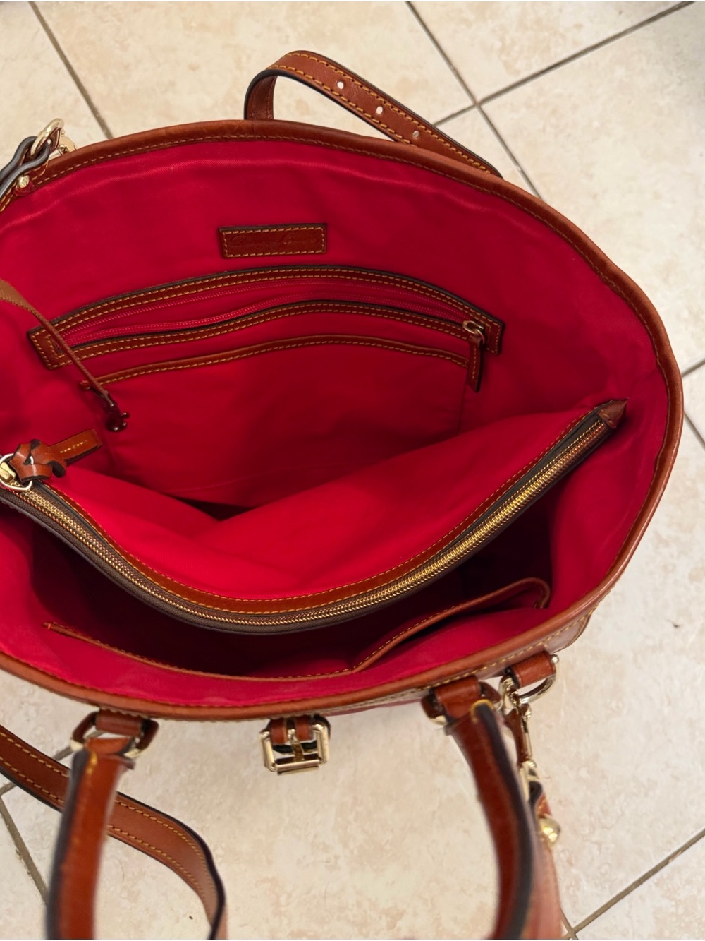 Dooney & Bourke Wine Tote with Brown Leather Trim - Picture 5 of 6